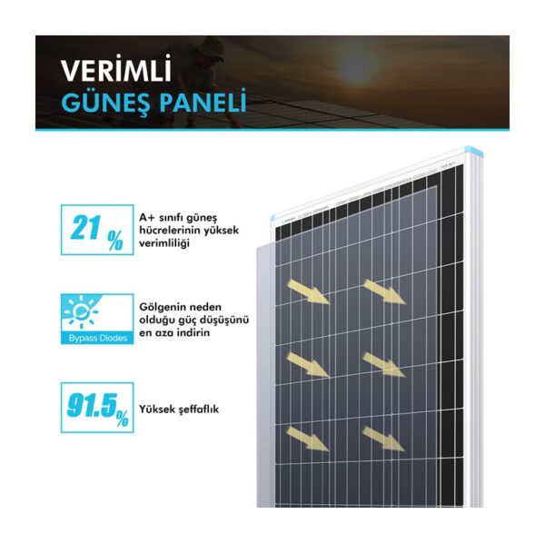 Güneş Paneli 80 Watt 12V (Monokristal) - Görsel 4