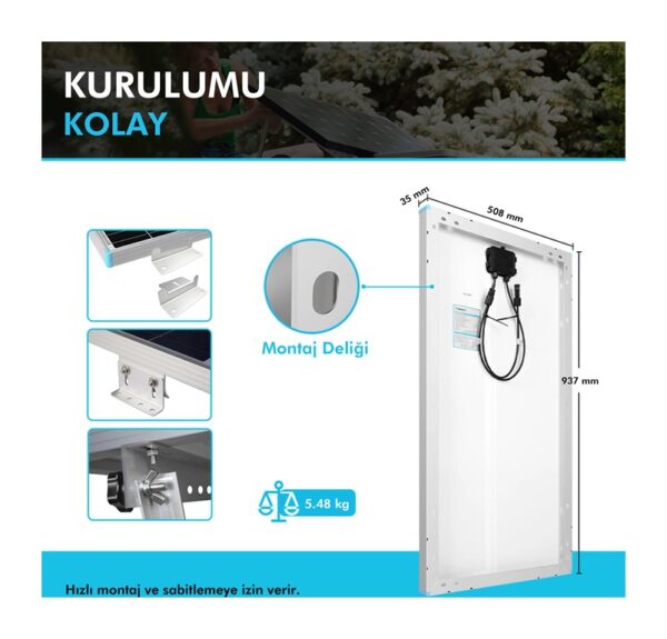 Güneş Paneli 80 Watt 12V (Monokristal) - Görsel 2